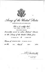 Lois Benson Hill - Army of the United States Certificate of Service