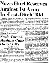 Nazis Hurl Reserves Against 1st Army In Last-Ditch Bid