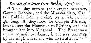 other Newspaper clipping from Apr 13, 1779 5636240