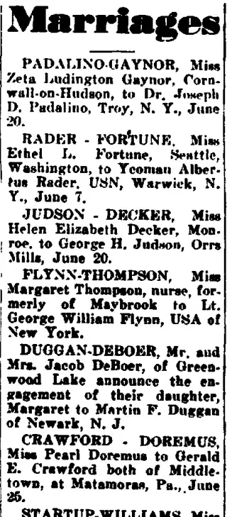 Marriage Newspaper clipping from Jul 2, 1942 5646510