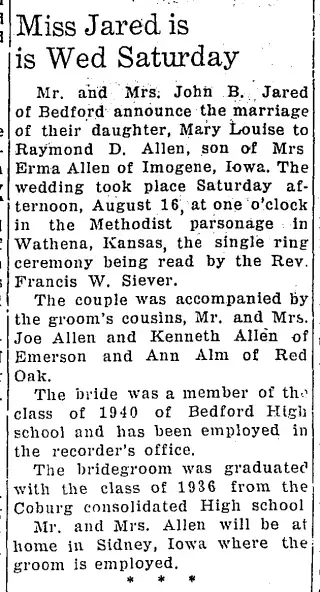 Marriage Newspaper clipping from Aug 21, 1941 5650078