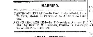 Marriage Newspaper clipping from Aug 17, 1889 5654171