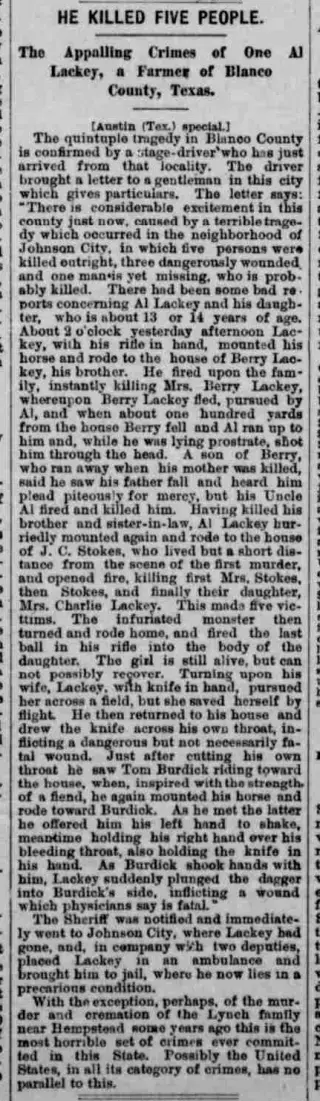 Murders Newspaper clipping from Sep 3, 1885 5655614