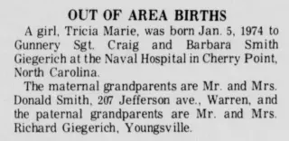 Birth Newspaper clipping from Jan 8, 1974 5657153