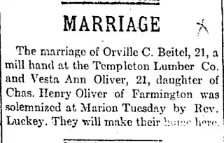 Marriage Newspaper clipping from Jun 29, 1916 5657509