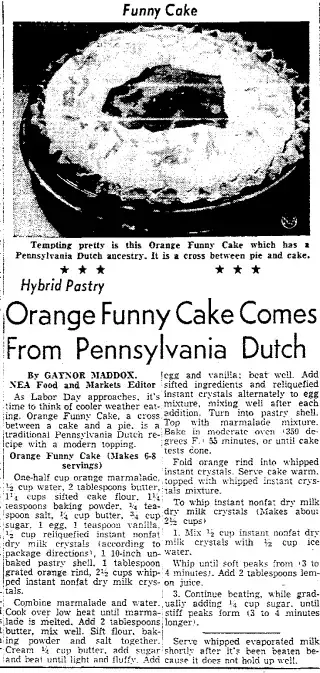 Recipe Newspaper clipping from Aug 21, 1958 5660474
