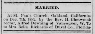 Marriage Newspaper clipping from Dec 14, 1882 5662244