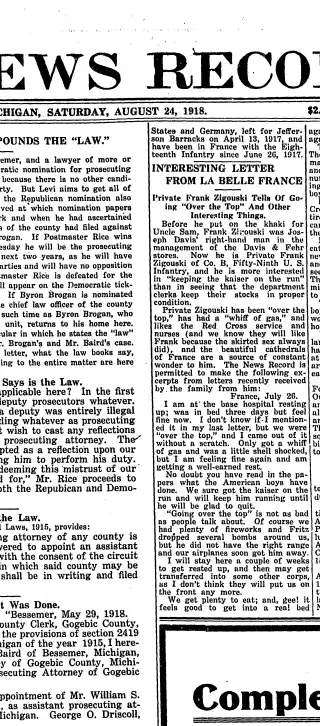 other Newspaper clipping from Aug 24, 1918 5667354
