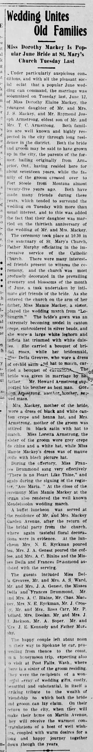 Marriage Newspaper clipping from Jun 15, 1923 5672671