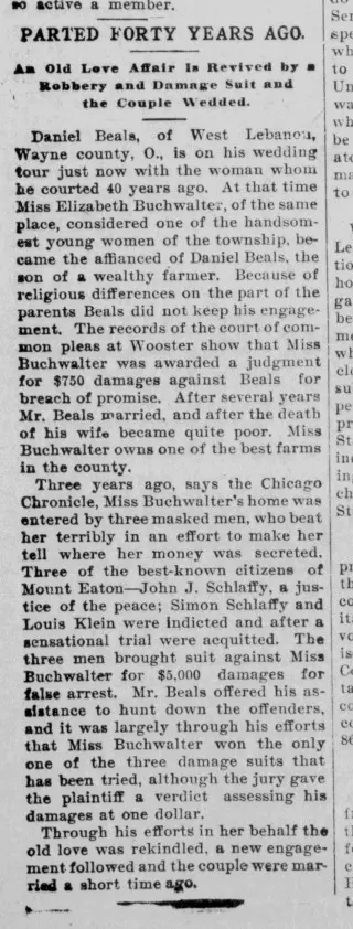 Marriage Newspaper clipping from Jan 5, 1899 5673693