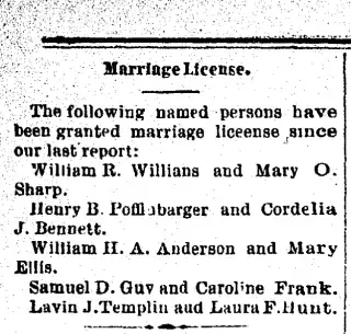 Marriage Newspaper clipping from Dec 3, 1890 5691623