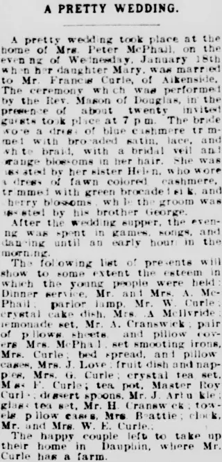 Marriage Newspaper clipping from Jan 26, 1899 5693787