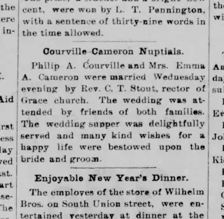 Marriage Newspaper clipping from Jan 2, 1898 5695059