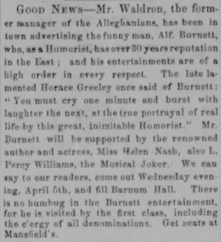 Entertainment Newspaper clipping from Mar 29, 1876 5698110