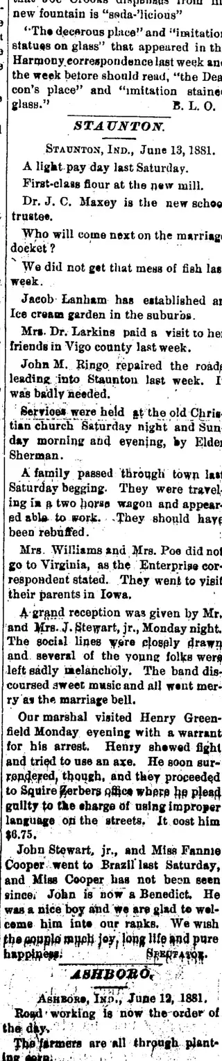 General news Newspaper clipping from Jun 16, 1881 5699108