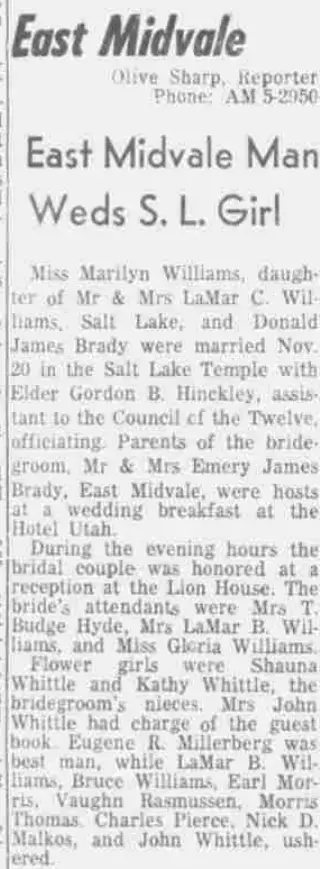 Marriage Newspaper clipping from Nov 27, 1959 5700018