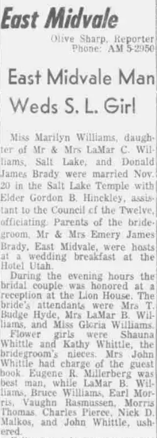 Marriage Newspaper clipping from Nov 27, 1959 5700020
