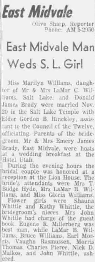 Marriage Newspaper clipping from Nov 27, 1959 5700024
