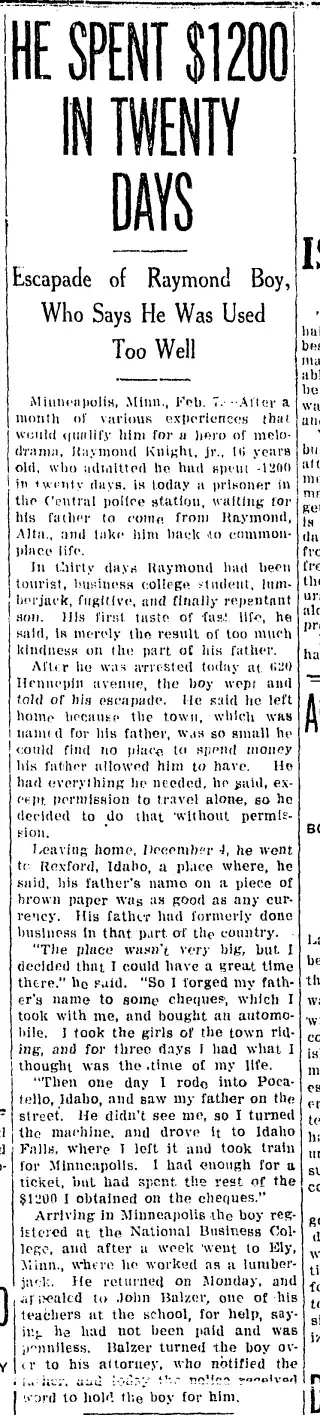 General news Newspaper clipping from Feb 8, 1913 5702635