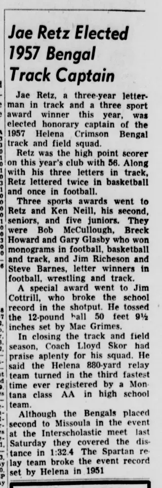 Sports Newspaper clipping from May 26, 1957 5704464
