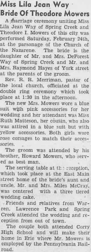 Marriage Newspaper clipping from Feb 27, 1951 5709481