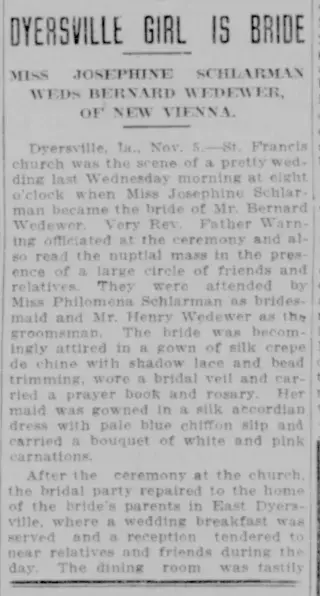 Marriage Newspaper clipping from Nov 5, 1915 5711174