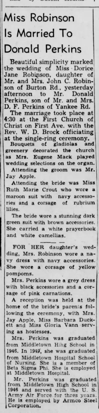 Marriage Newspaper clipping from Aug 27, 1950 5712470