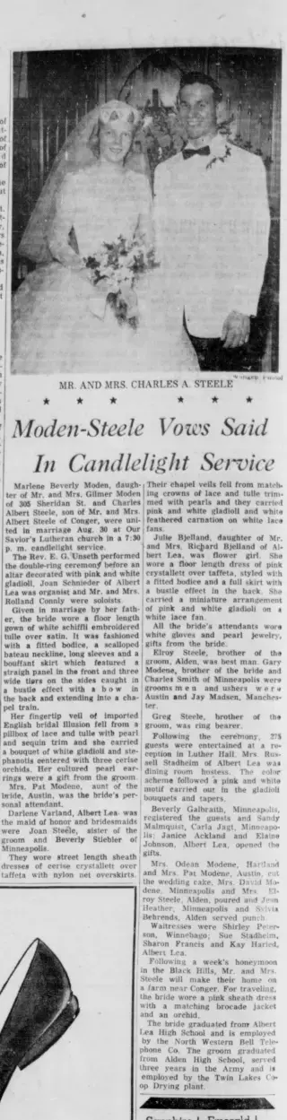 Marriage Newspaper clipping from Sep 14, 1958 5713959