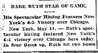 Sports Newspaper clipping from May 12, 1920 5714152