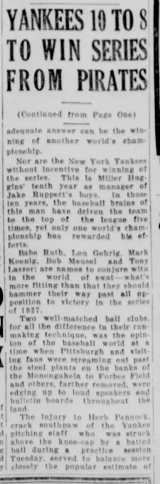 Sports Newspaper clipping from Oct 5, 1927 5714261