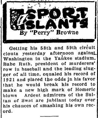 Sports Newspaper clipping from Sep 30, 1927 5714301