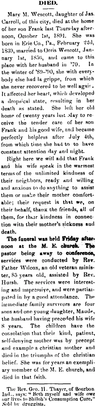 other Newspaper clipping from Oct 8, 1891 5715223