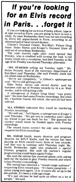 other Newspaper clipping from Aug 19, 1977 5715423