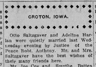 Marriage Newspaper clipping from Feb 11, 1913 5716793