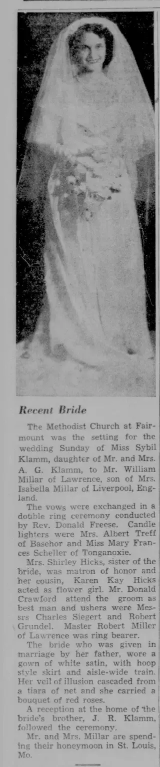 Marriage Newspaper clipping from Sep 1, 1950 5718003