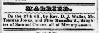Marriage Newspaper clipping from Apr 10, 1856 5719648