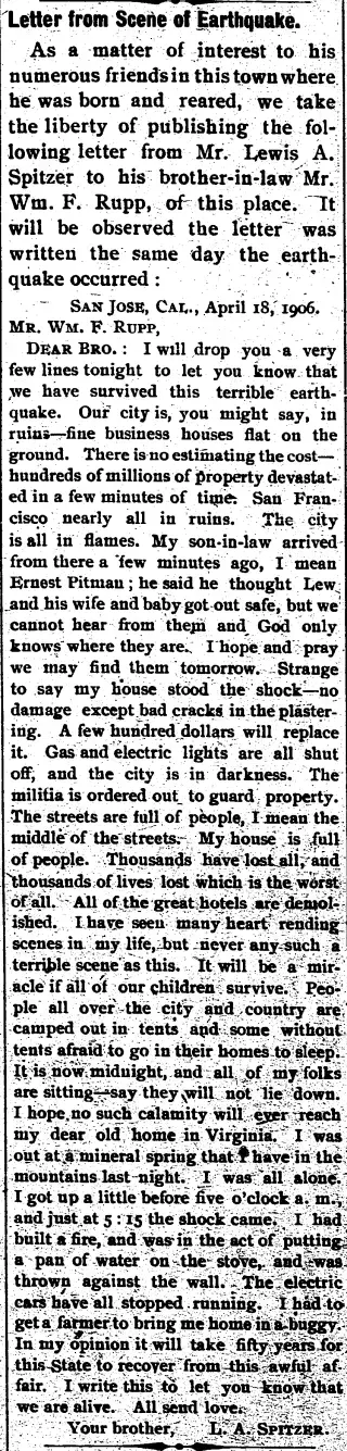 other Newspaper clipping from Apr 26, 1906 5723456