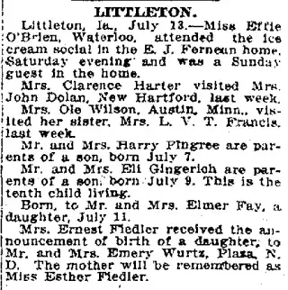 Birth Newspaper clipping from Jul 14, 1920 5723770