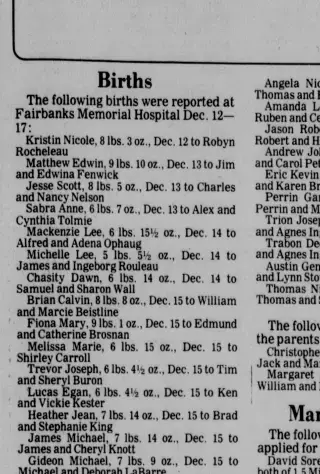 Birth Newspaper clipping from Dec 20, 1980 5725235