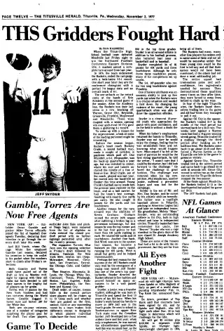 Sports Newspaper clipping from Nov 2, 1977 5726253