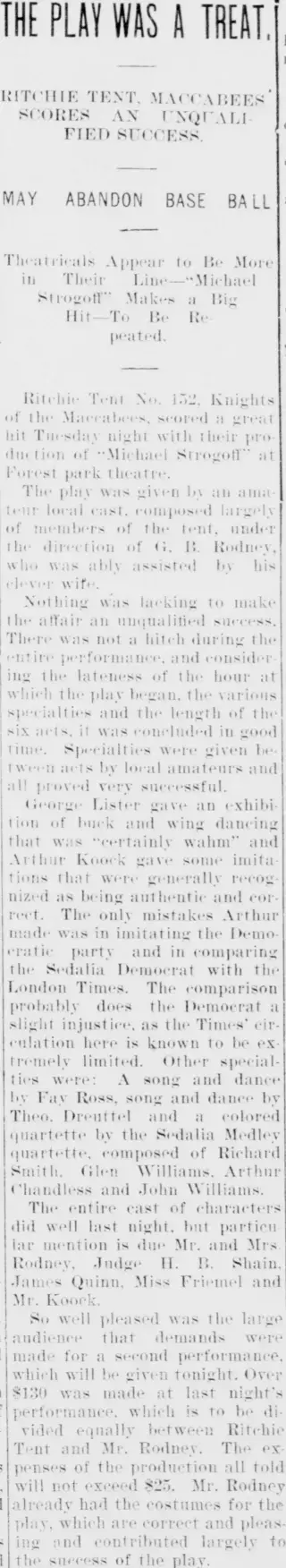 Entertainment Newspaper clipping from Jul 30, 1902 5726259