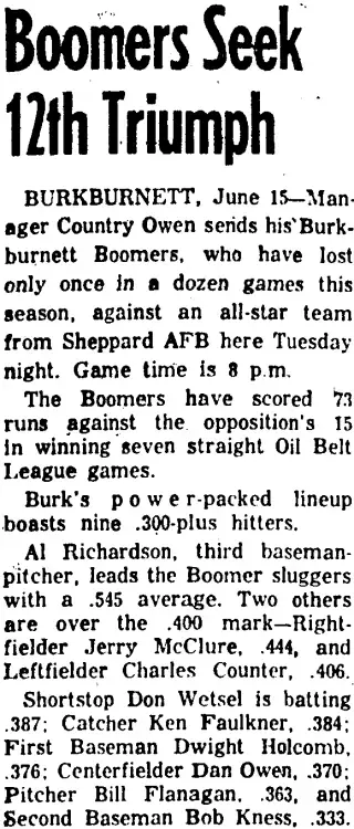 other Newspaper clipping from Jun 15, 1954 5727059