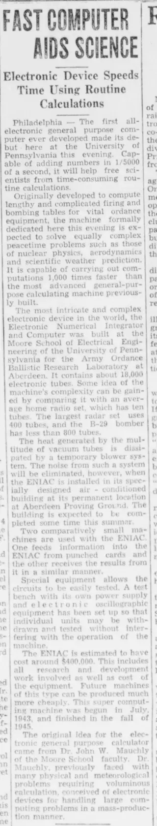 other Newspaper clipping from Feb 16, 1946 5727384