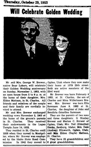 Anniversary Newspaper clipping from Oct 29, 1953 5729137