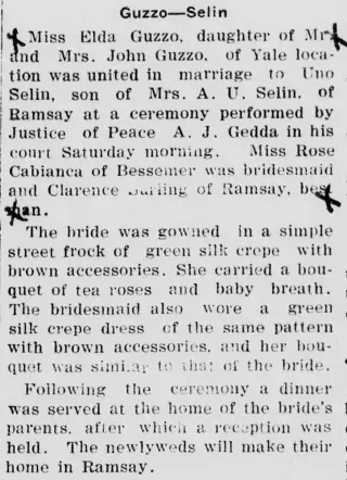 Marriage Newspaper clipping from Oct 29, 1937 5729272