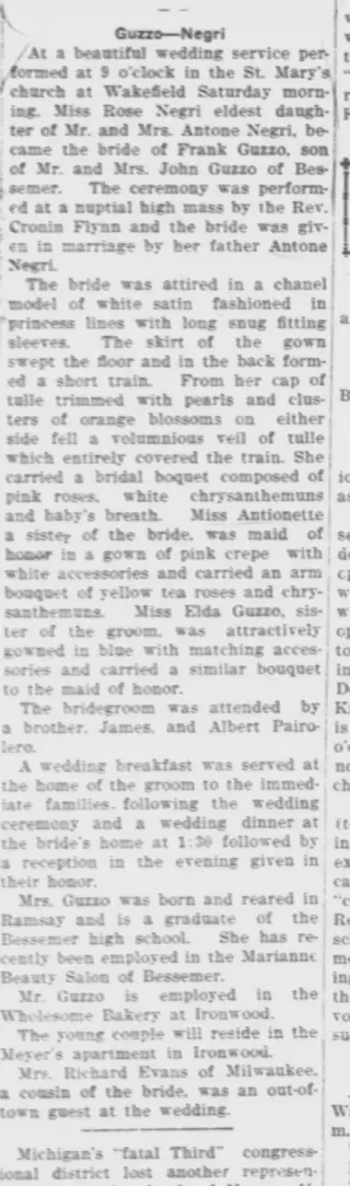 Marriage Newspaper clipping from Nov 15, 1935 5729375