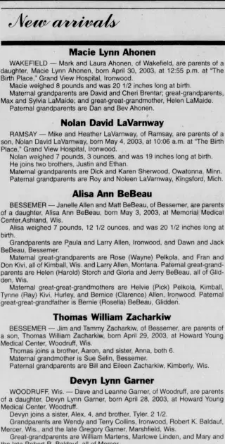 Birth Newspaper clipping from May 12, 2003 5729420