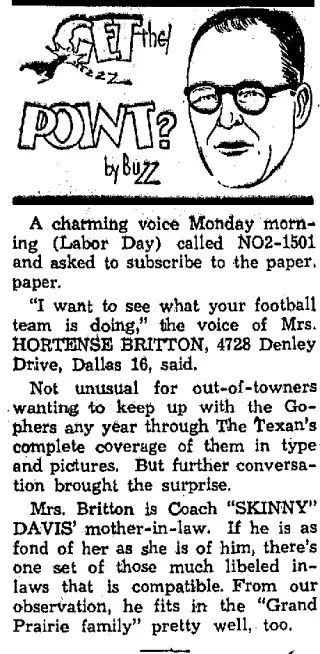 Sports Newspaper clipping from Sep 8, 1953 5730607