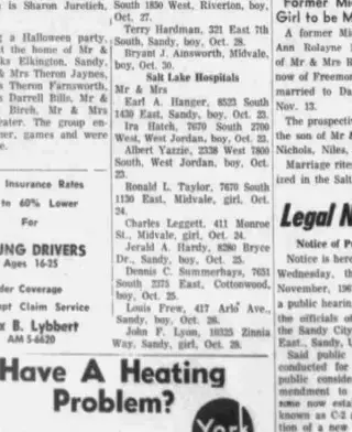 Birth Newspaper clipping from Nov 3, 1961 5730834