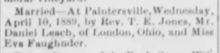 Marriage Newspaper clipping from Apr 25, 1889 5731275